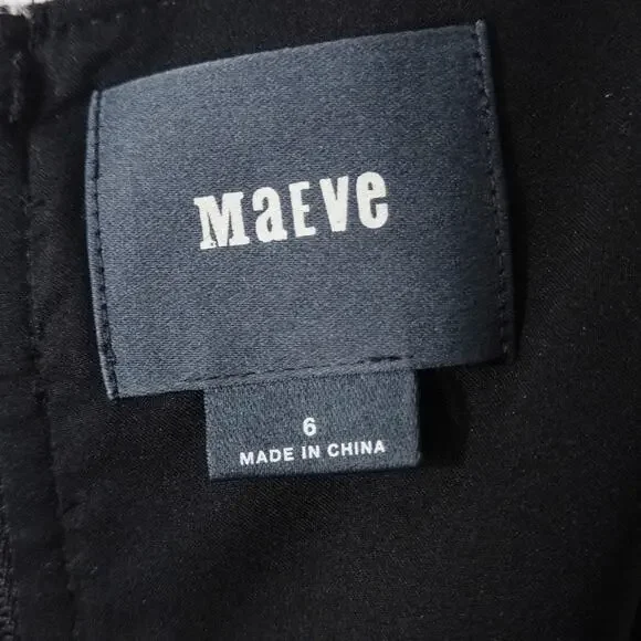 Maeve Dress Sleeveless Embroidered Black White Size 6 Statement Pattern - Picture 12 of 12